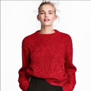 H&M Tinsel Oversized Red Sweater